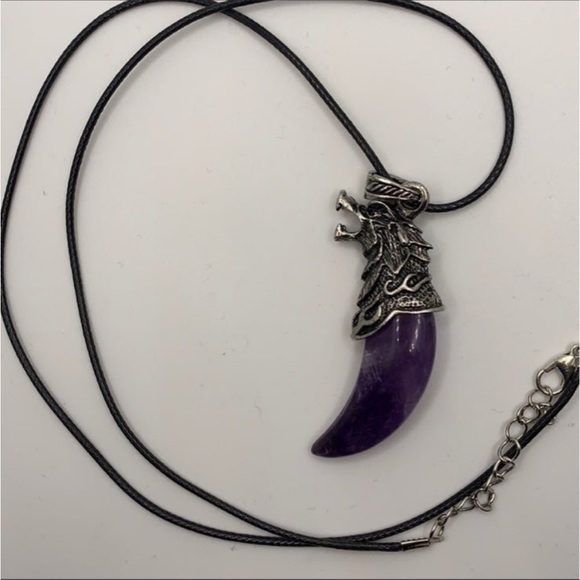 Wolf Tooth Pendant | Mens Crystal Necklace | Boyfriend Gift | Crystals For Men - Picture 3 of 3